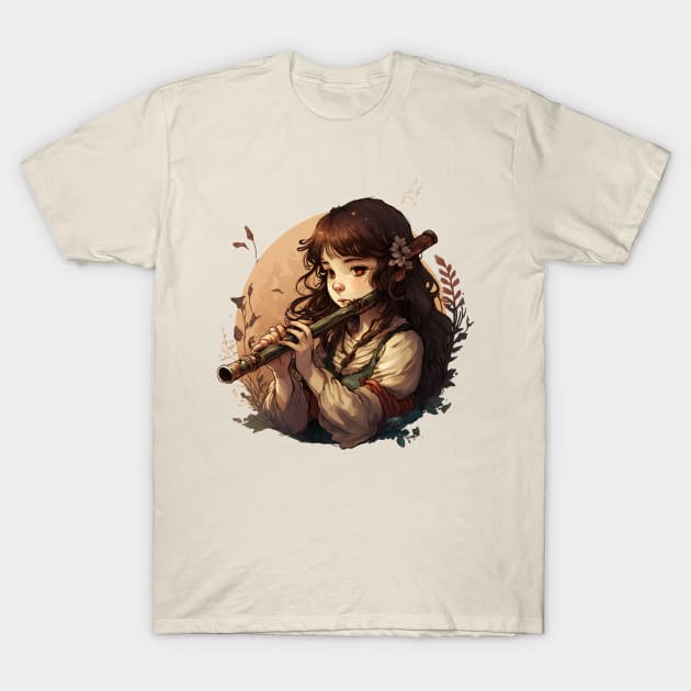 musical instrument | beautiful girl with flute T-Shirt by A&A